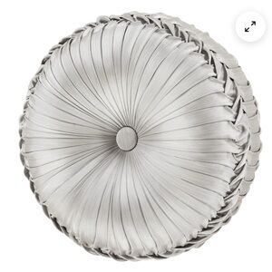 J. Queen Desiree Tufted Round Decorative Elegant Silver Throw Pillow